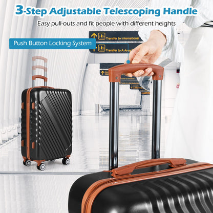 Large/Medium/Small Carry on Suitcase Sets with Premium Wheels and TSA Approved Lock-Black