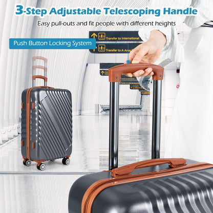 Large/Medium/Small Carry on Suitcase Sets with Premium Wheels and TSA Approved Lock-Grey