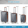 Large/Medium/Small Carry on Suitcase Sets with Premium Wheels and TSA Approved Lock-Grey