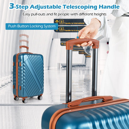 Large/Medium/Small Carry on Suitcase Sets with Premium Wheels and TSA Approved Lock-Blue