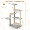 113 cm Multi-level Cat Tower with Removable Padded Top Perch-Natural