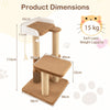 Cat Tree for Indoor Cats with Plush Padded Perch Scratching Posts and Jumping Platform-Brown