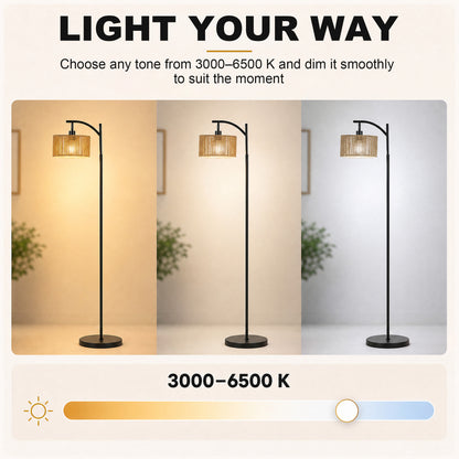 HOMCOM LED Floor Lamp, 160 cm Modern Dimmable Standing Lamp with Adjustable Shade, Magnetic Remote, Black