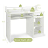 Wooden Computer Desk With Keyboard Tray for Work and Study-White