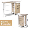Folding Computer Desk with Rolling Wheels and 3 Drawers for Home Office-Natural