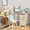 Folding Computer Desk with Rolling Wheels and 3 Drawers for Home Office-Natural