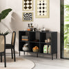 6-Cube Storage Bookcase Wooden Open Bookshelf with 5 Metal Legs-Black