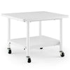 2 Tier Wooden Printer Stand with 360° Swivel Casters-Off White