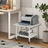 2 Tier Wooden Printer Stand with 360° Swivel Casters-Off White