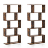 Geometric S-Shaped Bookcase with Anti-Toppling Device for Living Room Home Office-Brown