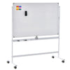 Reversible Mobile White Board with Adjustable Height-White