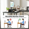 Reversible L-Shaped Desk with Built-in Power Strip and Removable Host Stand-Dark Grey