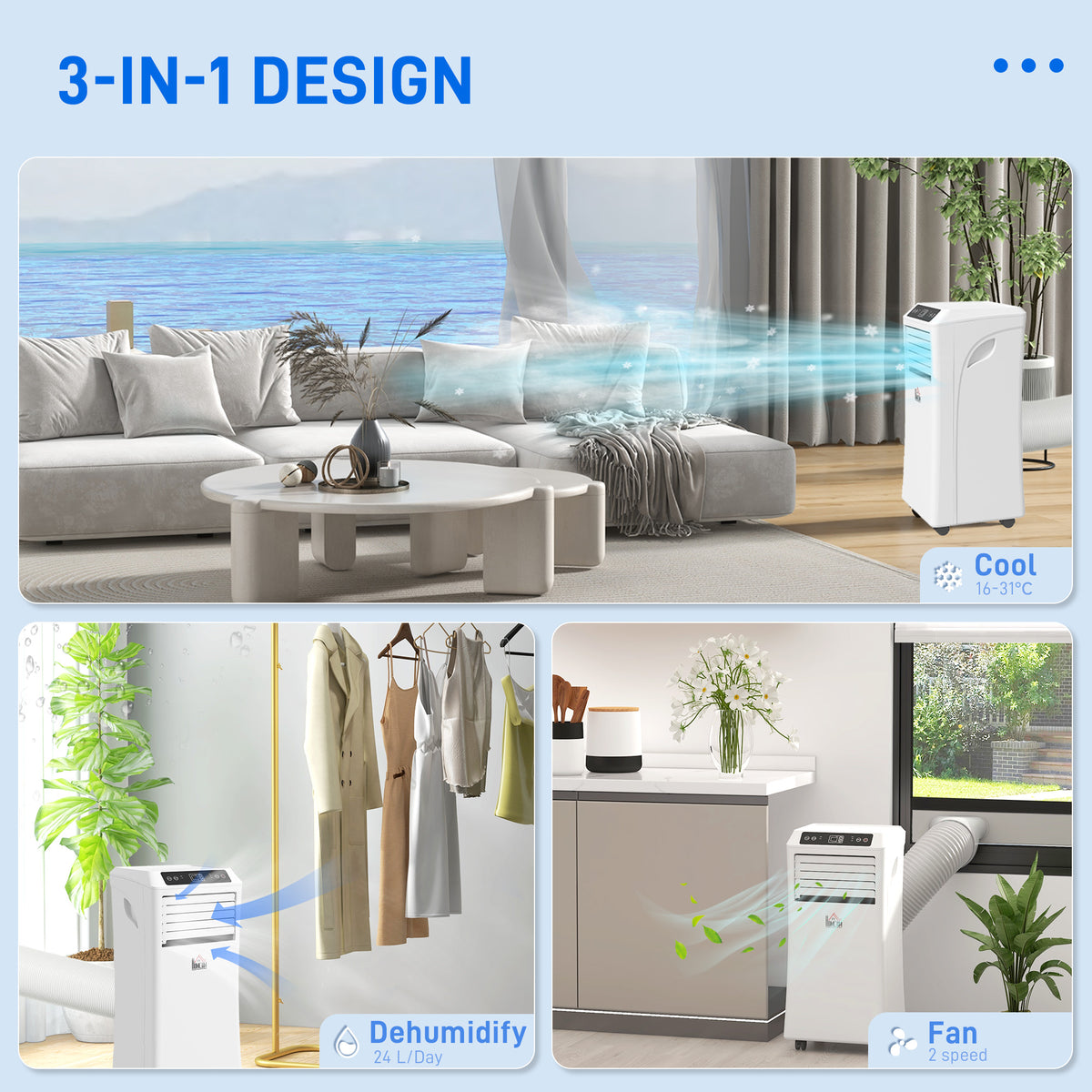HOMCOM 9000 BTU Air Conditioning Unit in White
