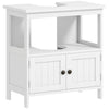 kleankin Pedestal Under Sink Cabinet with Double Doors, Modern Bathroom Vanity Storage Unit with Shelves, White