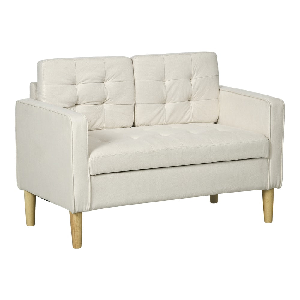 HOMCOM Modern Loveseat Sofa in Cream White