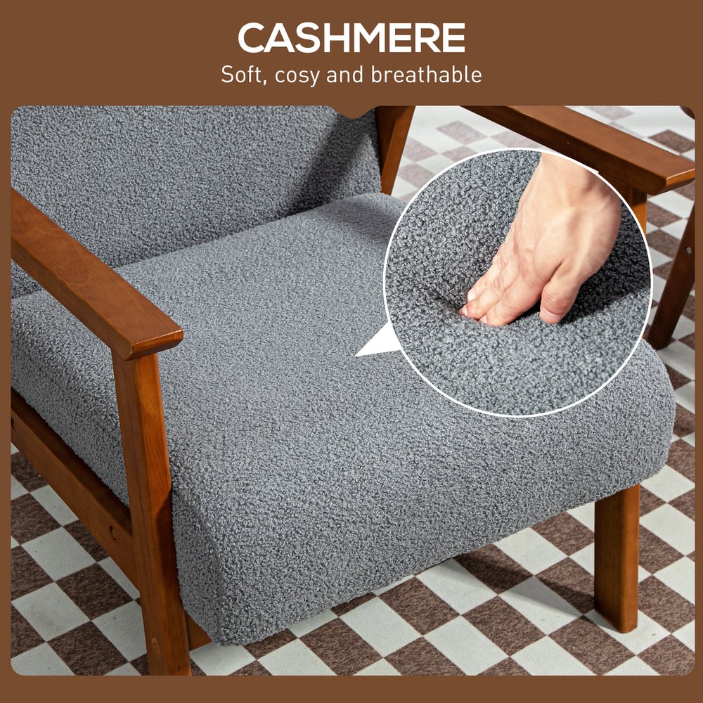 HOMCOM Armchair with Wide Seat in Grey