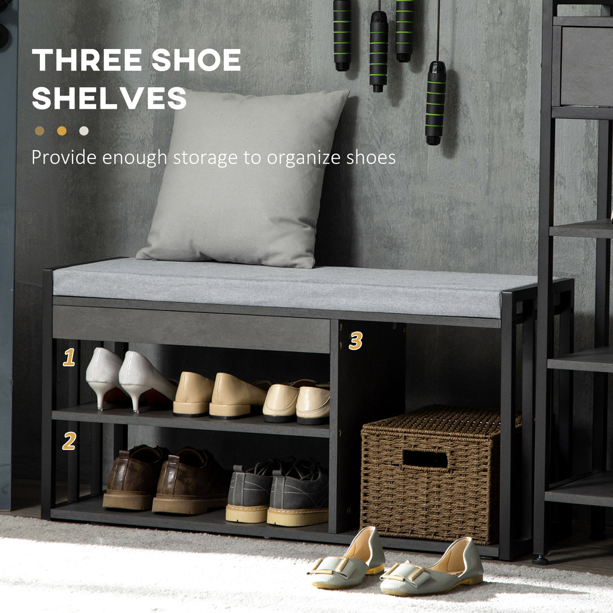 HOMCOM Shoe Storage with Seat in Grey
