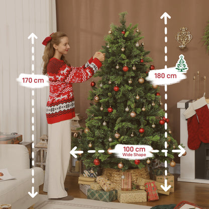 شجرة كريسماس اصطناعية LED من خشب الصنوبر بطول 7 أقدام من HOMCOM مع جهاز تحكم عن بعد