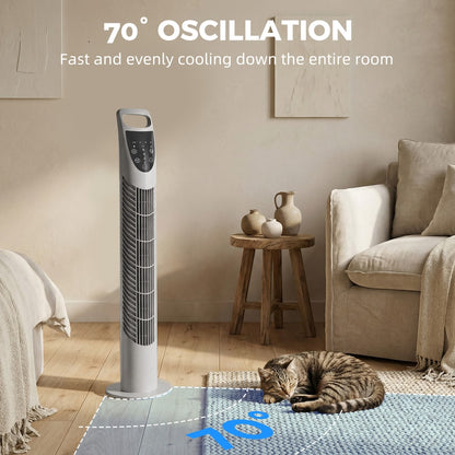 HOMCOM Tower Fan Oscillating 3 Speeds 3 Winds in Grey