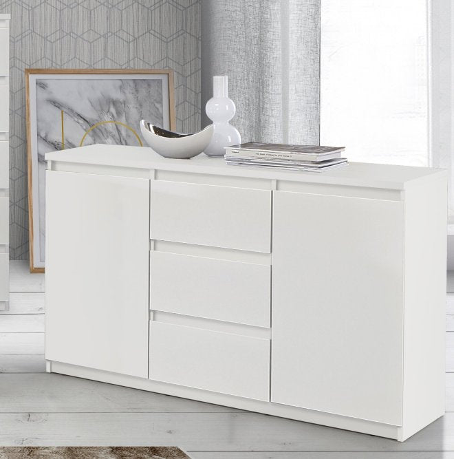 Chelsea 122cm 2 Door 3 Drawer Sideboard (CHLK231) in White
