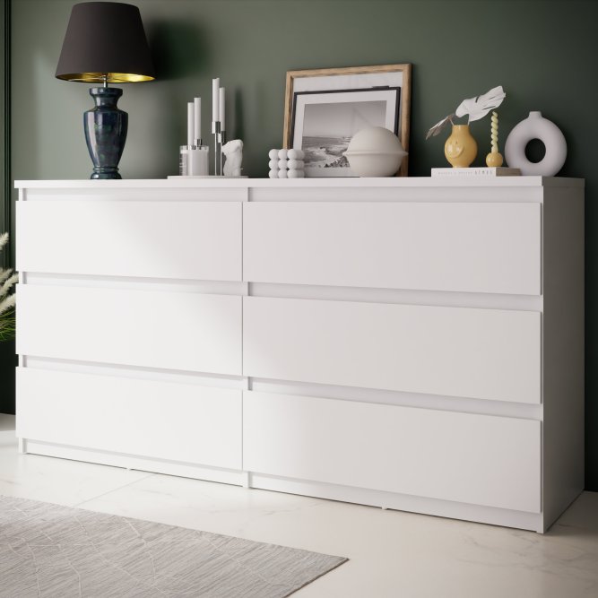 Chelsea 154cm 6 Drawer Chest (CHLK26) in White