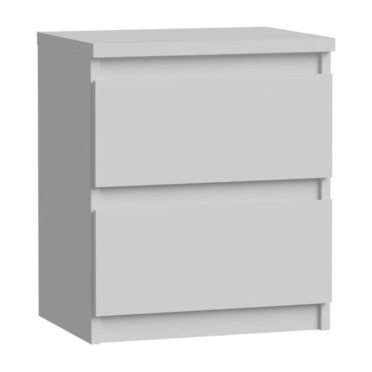 Chelsea 42cm 2 Drawer Bedside Table (CHLK111) in White
