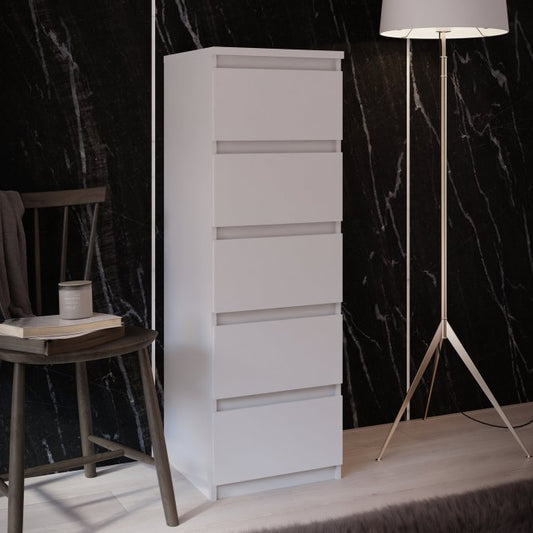Chelsea 42cm 5 Drawer Chest (CHLK452) in White