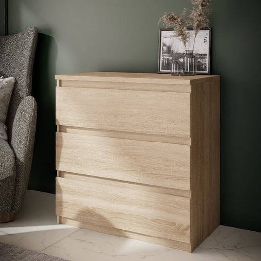 Chelsea 78cm 3 Drawer Chest (CHLK23) in Sonoma Oak