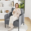 Chenille Single Seat Sofa with Cushion and Adjustable Foot Pads-Grey
