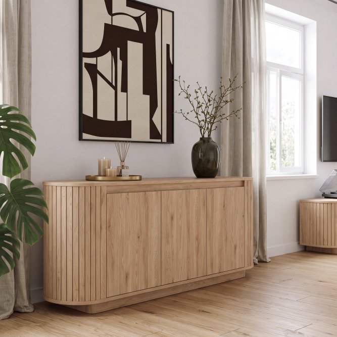 Chikuma Large Sideboard Cabinet 212cm in Wild Natural Oak