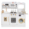 Children Pretend Toy Kitchen Playset with Stoves and Coffee Machine-White