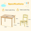 Children Wooden Table and 4 Chairs for Preschool Girls and Boys-Multicolor