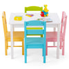Children Wooden Table and 4 Chairs for Preschool Girls and Boys-Pastel