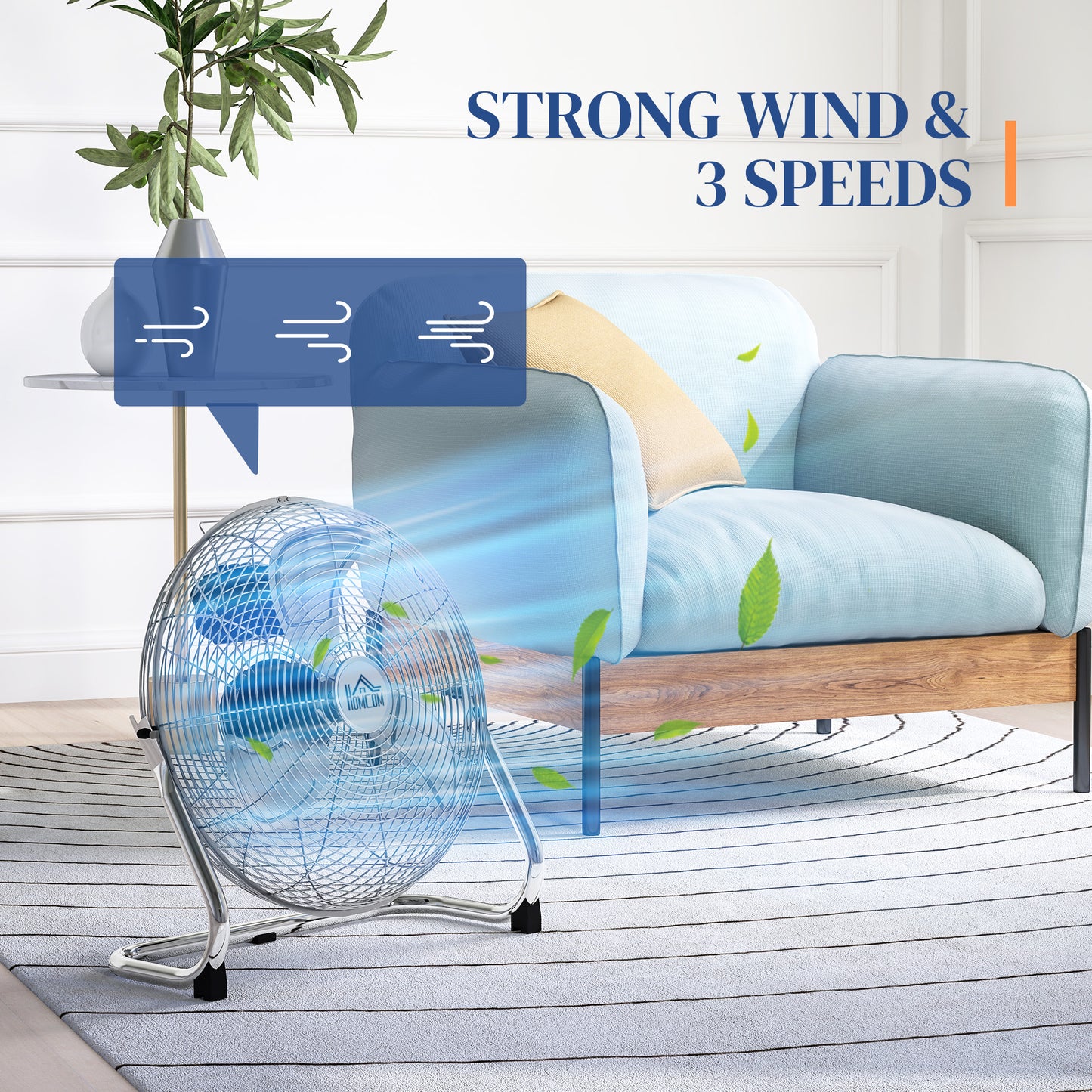 HOMCOM Metal Desk Fan with 3 Speeds & 120√Ç¬∞ Adjustable Tilt - Silver