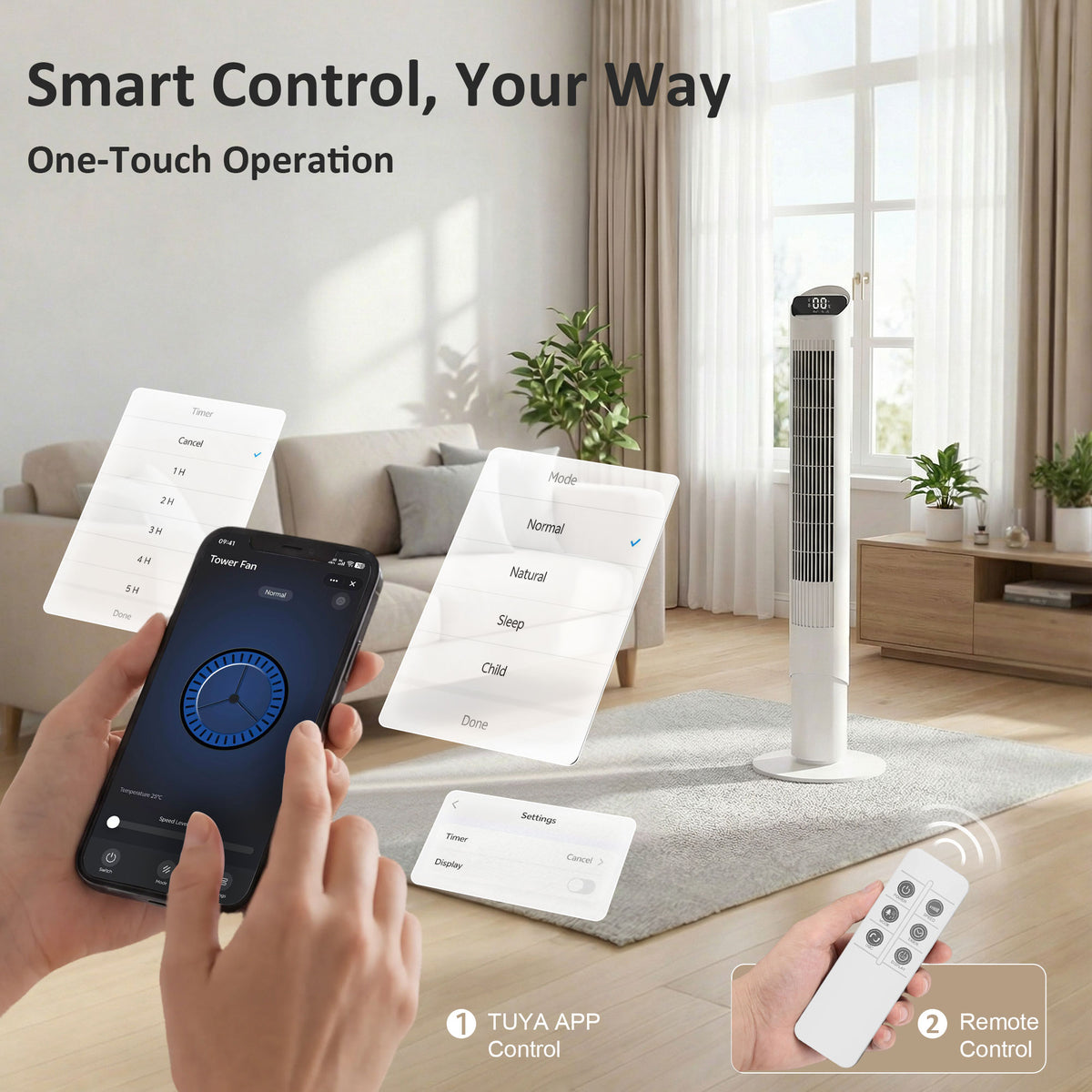 HOMCOM Tower Fan in White