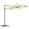 Outsunny 2.5M Garden Cantilever Parasol, Offset Roma Patio Umbrella Hanging Sun Shade Canopy Shelter with 360 Rotation and Cross Base, Beige