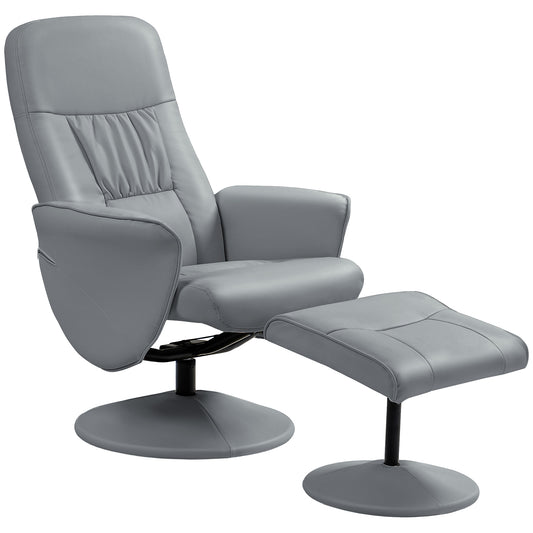 HOMCOM Swivel Recliner Chair with Footstool in Light Grey