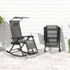 Outsunny Garden Rocking Chair Folding Recliner Outdoor Adjustable Sun Lounger Rocker Zero-Gravity Seat with Headrest Side Holder Patio Deck - Grey