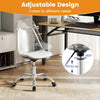 Clear Desk Chair Armless Rolling Acrylic Office Chair with Swivel Seat and PU Leather Cushion-Clear