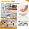 Clear Desk Chair Armless Rolling Acrylic Office Chair with Swivel Seat and PU Leather Cushion-Clear