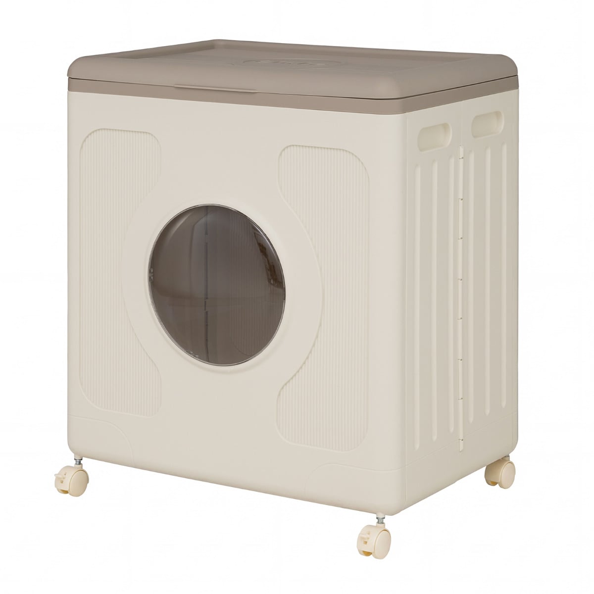 Clothes Storage Box with Lid and Wheels for Bedding Organization-Gray & White