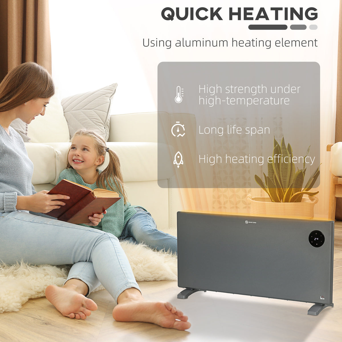 HOMCOM 2000W Electric Convector Heater in Grey