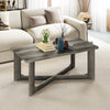 Coffee Table Rectangle Center Table with X-Shaped Base-Grey