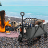 Collapsible Foldable Wagon Cart with Adjustable Handlebar-Grey