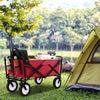 eavy Duty Camping Garden Cart with Adjustable Handle and Drink Holders-Red
