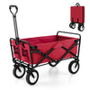 eavy Duty Camping Garden Cart with Adjustable Handle and Drink Holders-Red