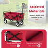 eavy Duty Camping Garden Cart with Adjustable Handle and Drink Holders-Red