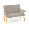 Comfy Upholstered Sherpa Couch with Armrests and Wooden Legs-Grey