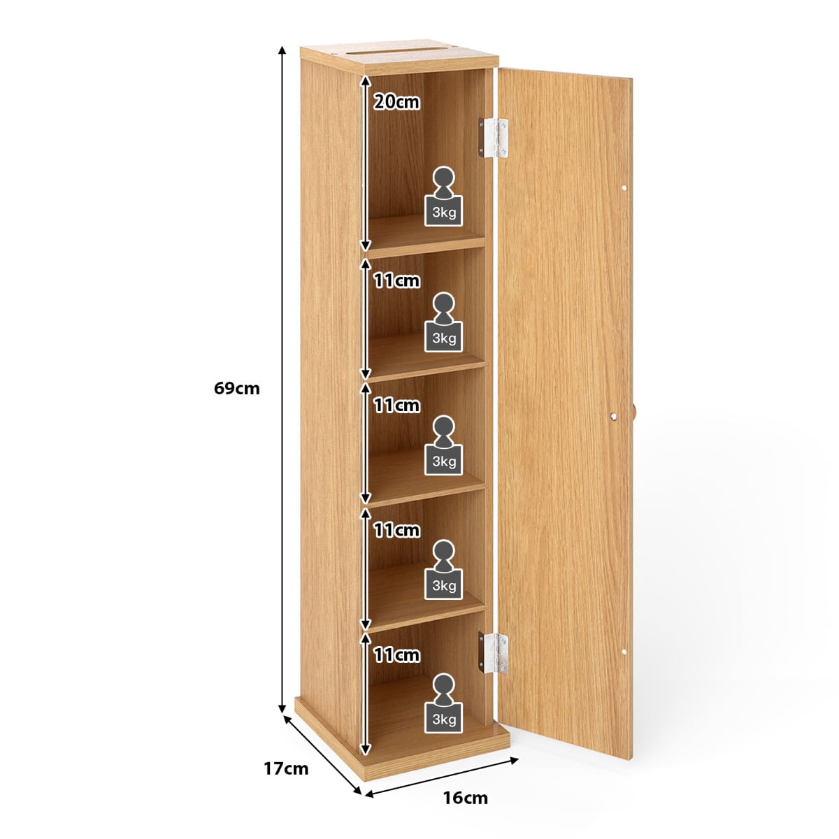 Compact Toilet Tissue Storage Tower Free Standing Toilet Paper Storage Holder-Natural