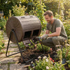 142  Large Outdoor Compost Tumbler with Dual Chambers-Coffee